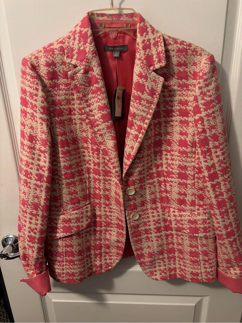 Pink plaid blazer Ann Taylor size 10